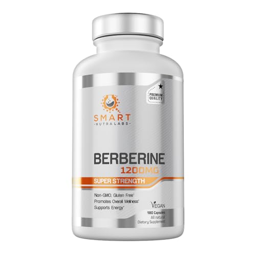 Premium Berberine HCL 1200mg- 180 Vegan Capsules, 100% Pure Berberin