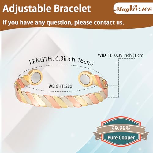 MagVIVACE Women Copper Magnetic Bracelet for Arthritis, Pure Copper Jewelry, Lymph Detox Bracelets MagVIVACEBuy Supplements Australia