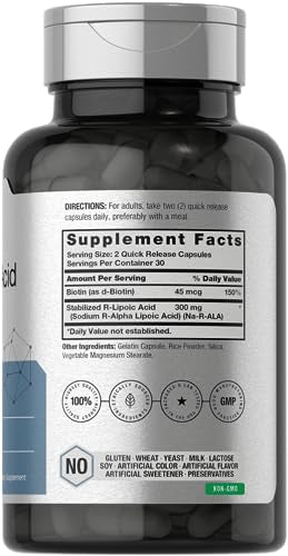 Stabilized R-Lipoic Acid 300mg | 60 Capsules | with Biotin Optimizer | Non-GMO, Gluten HorbäachBuy Supplements Australia