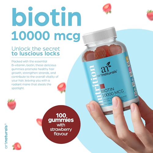 Artnaturals Biotin Gummies for Hair Growth - (100 Gummies - 10000mcg) - Natural Strawberry ArtnaturalsBuy Supplements Australia
