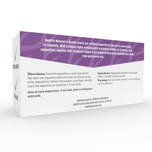 NewLife Naturals Vitamin E Suppositories 38IU - Vaginal Dryness Irritation Menopause Support NewLife NaturalsBuy Supplements Australia