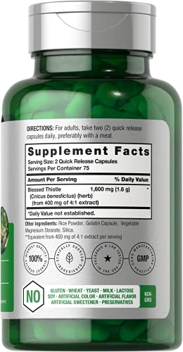 Blessed Thistle Capsules 1600 mg | 150 Count | Max Potency | Non-GMO, Gluten Free HorbäachBuy Supplements Australia