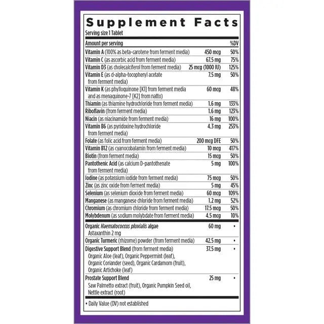 New Chapter Multivitamin for Men 50 Plus - Every Man's One Daily 55+ with Fermented Probiotics + Whole Foods + Astaxanthin New Chapter