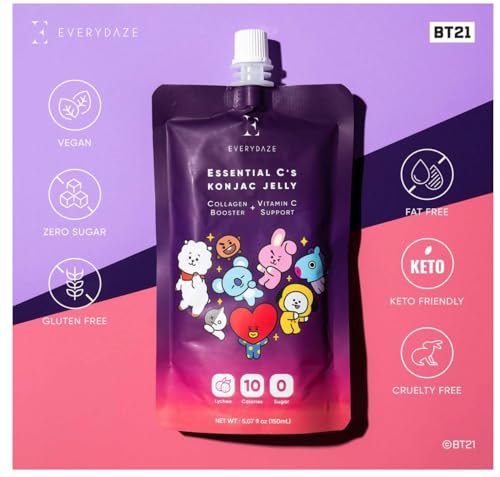 EVERYDAZE BT21 Essential C’s Collagen + Vitamin C Konjac Jelly | Vegan, 10 Calories E EVERYDAZEBuy Supplements Australia