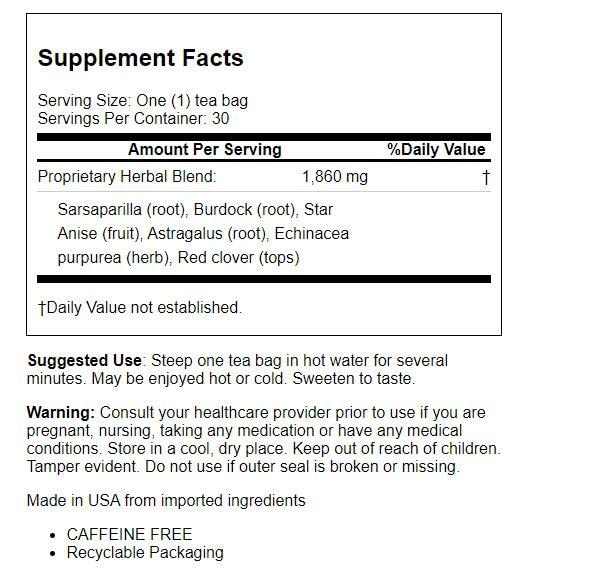 Bio Nutrition Lymph Support Tea Cleanse and Detox 30 Bag(S) Bio NutritionBuy Supplements Australia