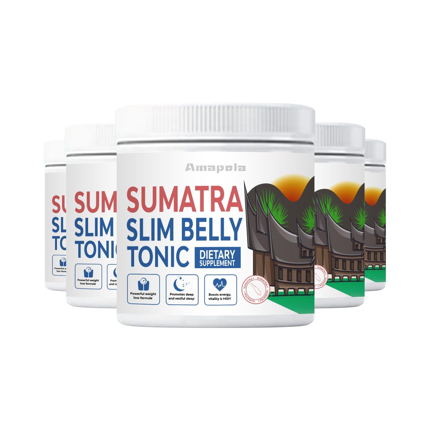 Amapola Sumatra Powder - Sumatra Slim Belly Tonic Powder (5 Pack, 150 Servings)