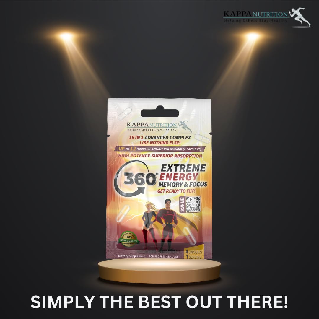 360 Extreme Energy, Memory & Focus (1 Display 20 Sachets (4 Capsules ea) KAPPA NUTRITIONBuy Supplements Australia