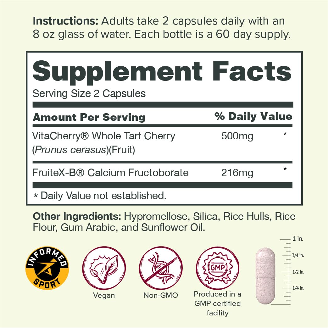 Sur Joint Support FruiteX-B Tart Cherry Capsules - Vegan Fast-Acting Relief for Better Joint Comfort and Mobility - Whole Tart Cherry and Calcium Fructoborate, Muscle Recovery (120 Capsules) SurBuy Supplements Australia
