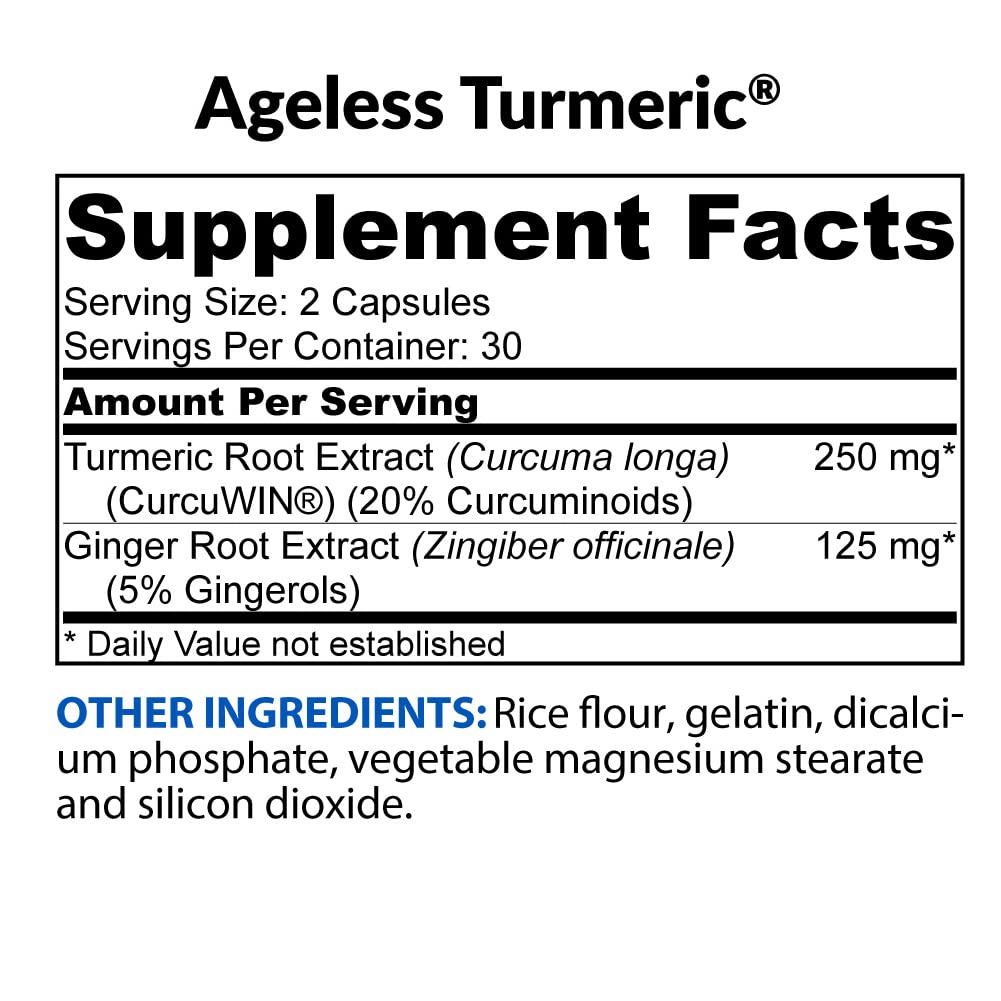 BioTrust Ageless Turmeric Supplement - CurcuWIN Turmeric Curcumin with Ginger Extract BioTrustBuy Supplements Australia