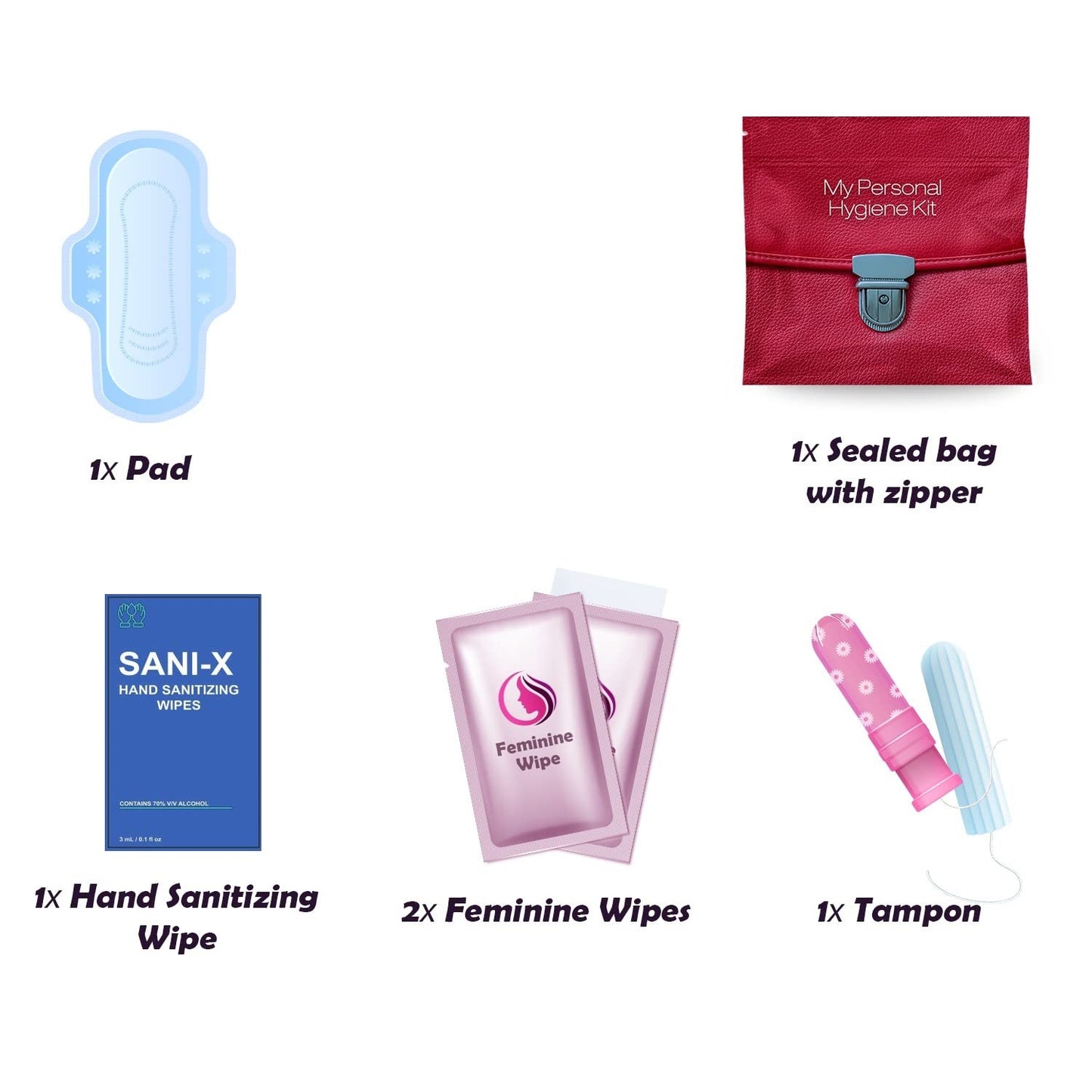 Menstrual Kit All-in-One | Convenience on The Go | Single Period Kit Pack for Travelling, Tweens pH AdvantageBuy Supplements Australia