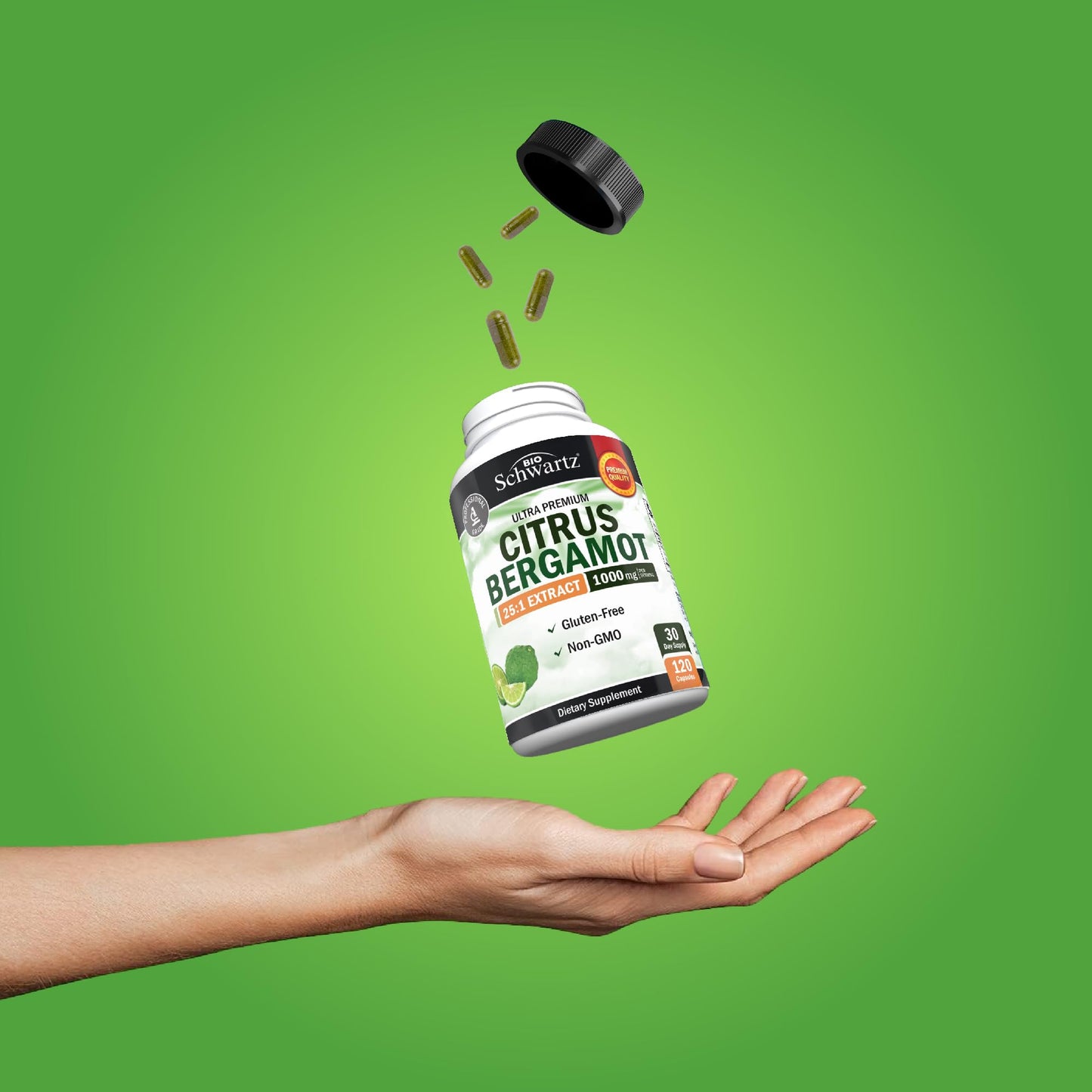Citrus Bergamot 1000mg - Citrus Bergamot Supplement for Cholesterol and Heart Health - Ultra Concentrated from Fresh Fruit for Enhanced Absorption