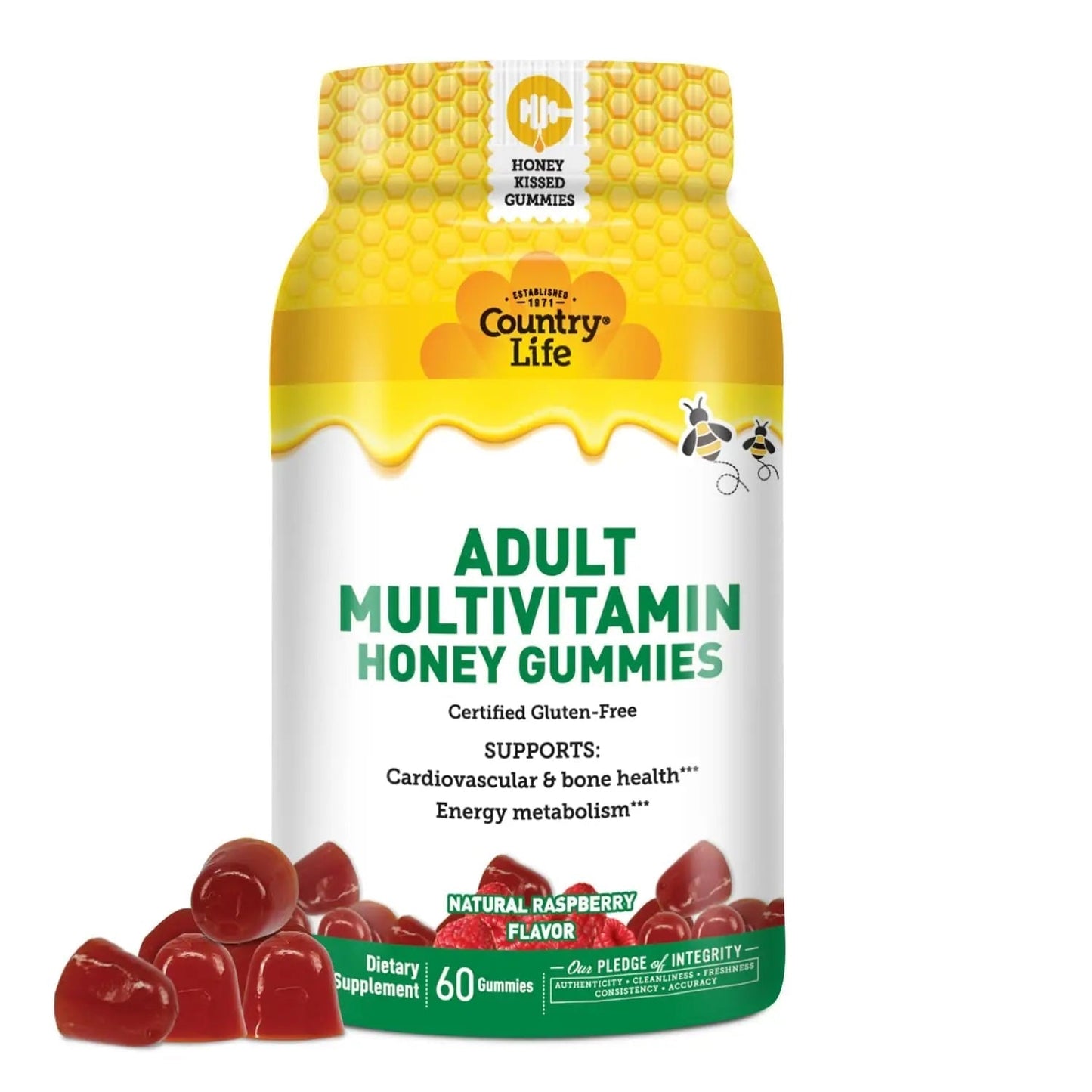 Country Life® Tart Cherry & Adult Multivitamin Honey Gummies - Bundle - Non-GMO - Certified Gluten Free Country Life