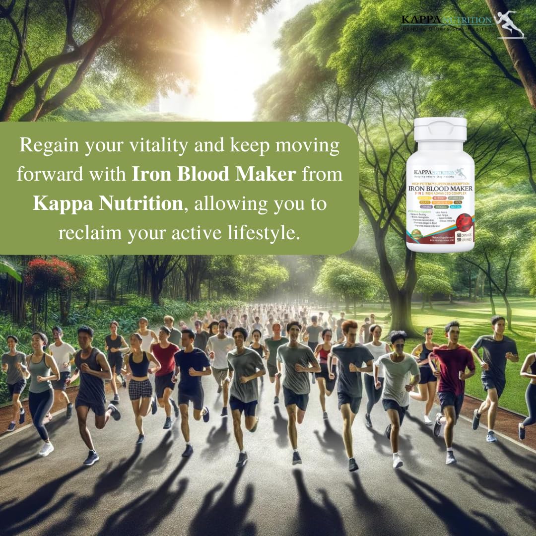 KAPPA NUTRITION Iron 26mg, Vitamin C & Orange 150mg, Folate 667mcg DFE, Vitamin B12, Beetroot, Brewers Yeast, Broccoli & MCT Oil
