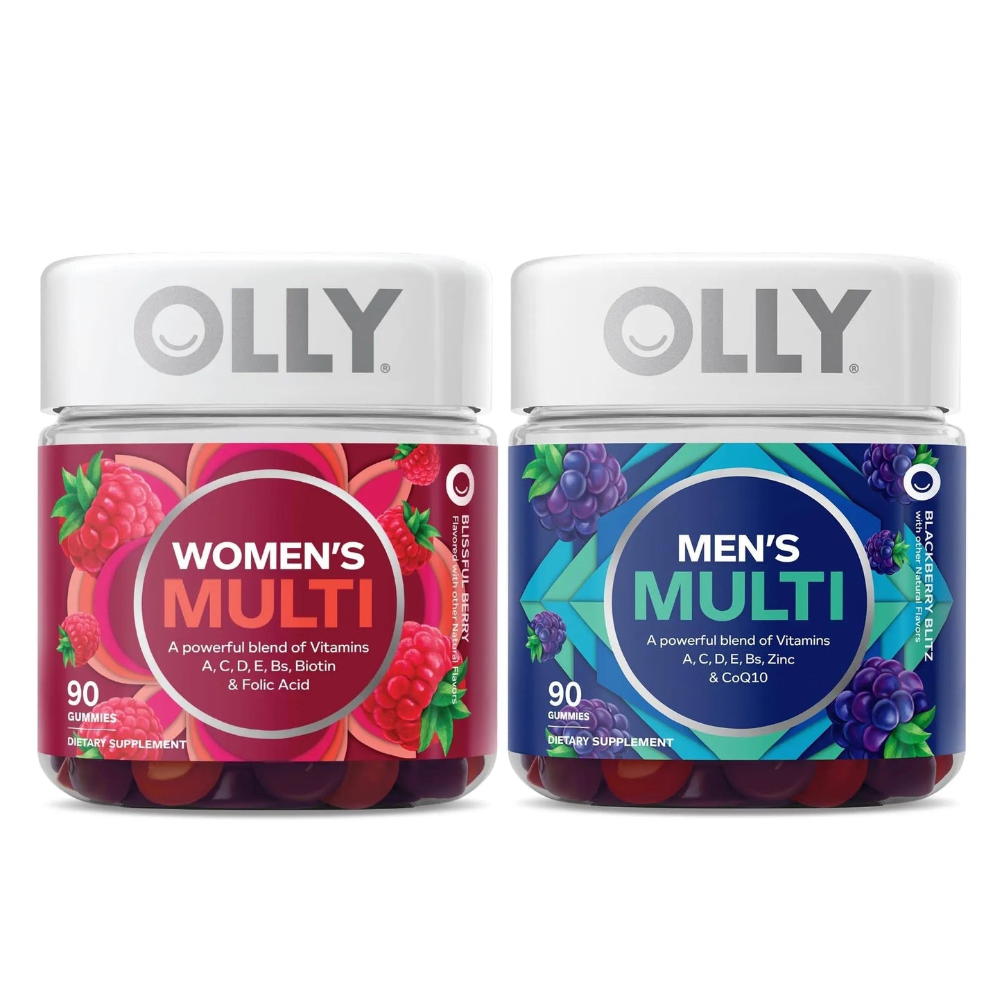 OLLY Women’s Perfect Multi and Men’s Perfect Multi Starter Pack Bundle, Vitamins A, D, C, E, Gummy Multivitamins, 90 Day Supply OLLY