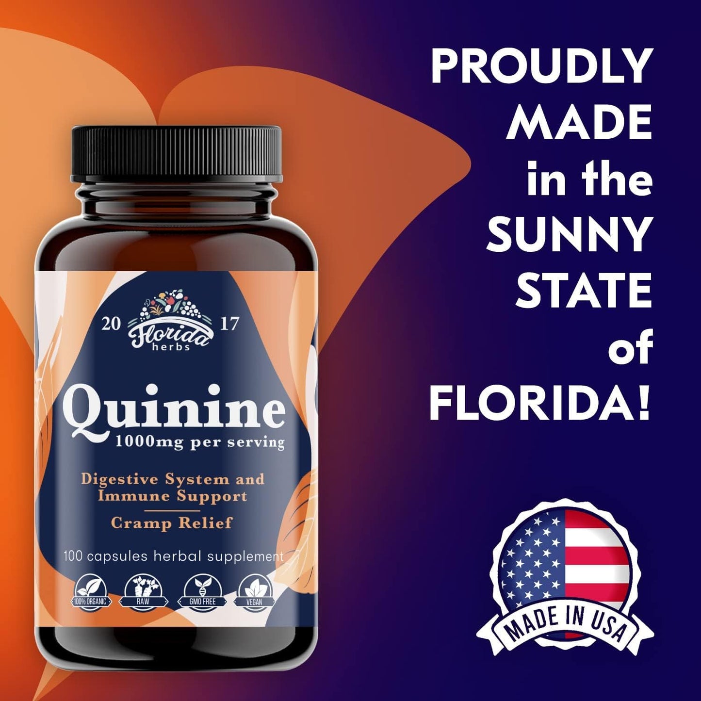 Leg Cramps Support Organic Pills - 1000 mg - Quinine Tablets for Cramp Defense FLORIDA HERBSBuy Supplements Australia