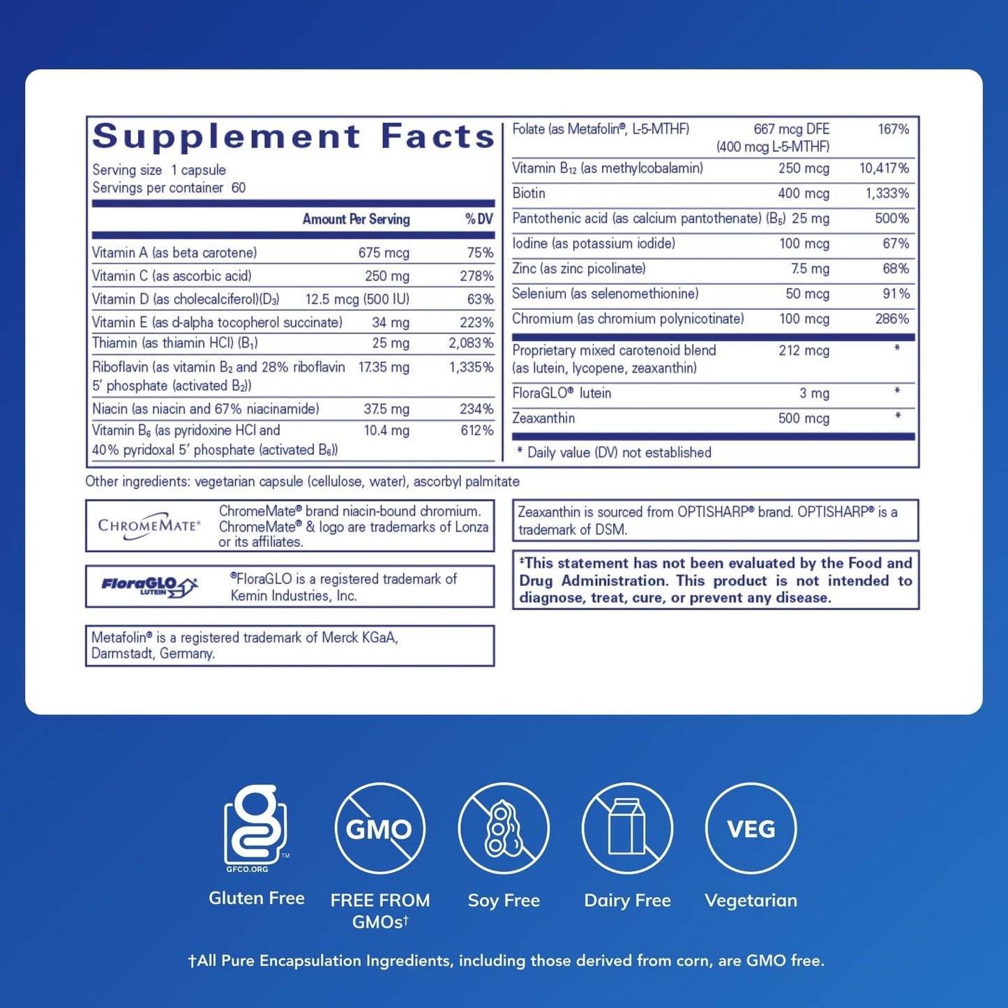 Pure Encapsulations Multi T/D - Multivitamin & Mineral Supplement - for Daily Wellness, Cardiovascular & Immune Health* - Rich in Vitamins & Minerals - Gluten Free & Vegetarian - 60 Capsules Pure EncapsulationsBuy Supplements Australia
