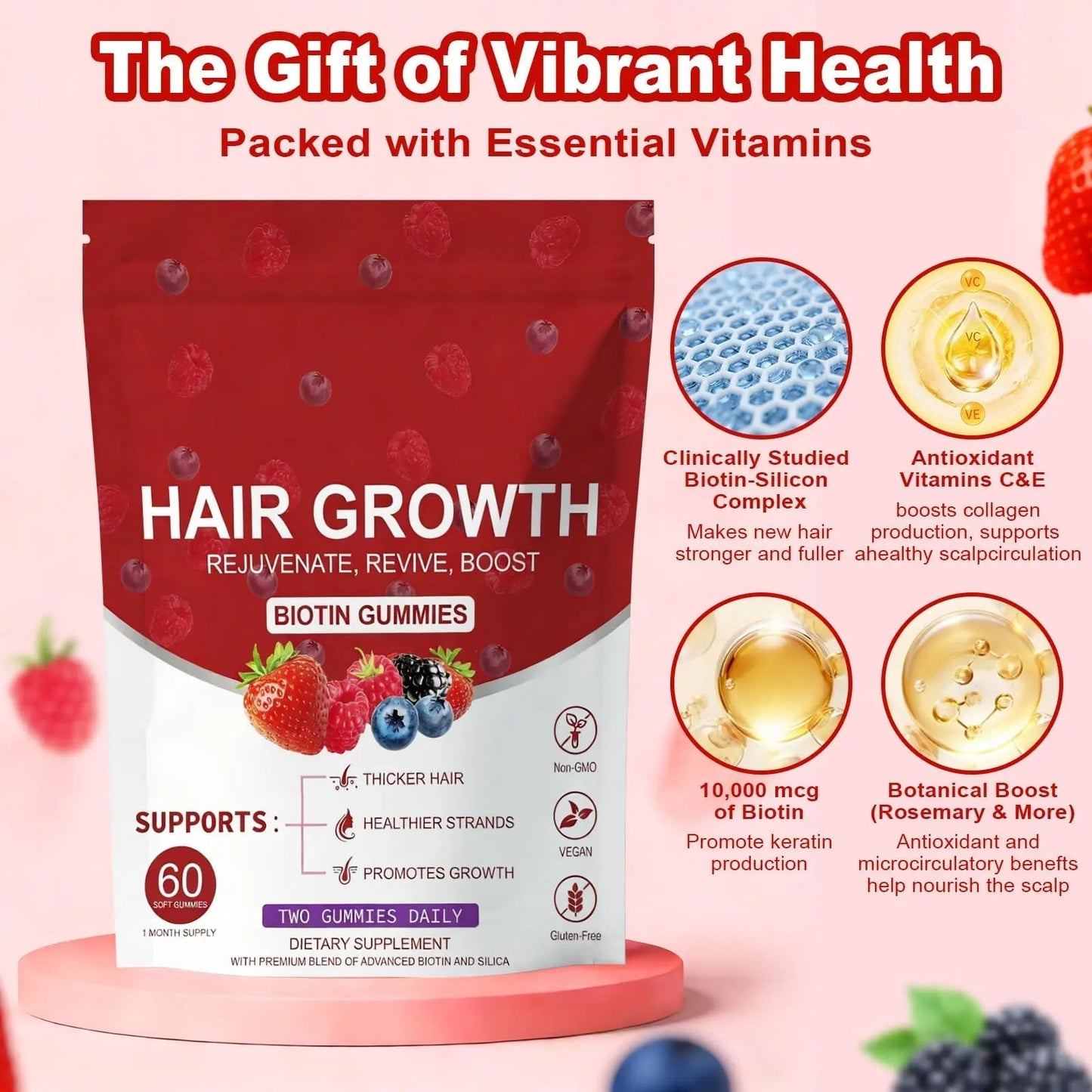 LUIMOLL Lumin Hair Growth Gummies – Daily Hair Nourishment with Biotin, Collagen & Botanical Extracts – Supports Thicker, Stronger & Healthier-Looking Hair LUIMOLLBuy Supplements Australia