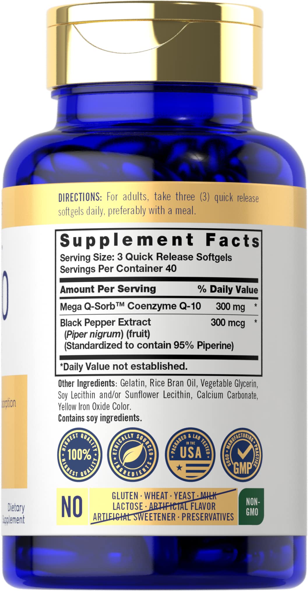 Carlyle CoQ10 300mg | 120 Softgels | Mega Q-Sorb Coenzyme Q-10 | with Black Pepper CarlyleBuy Supplements Australia