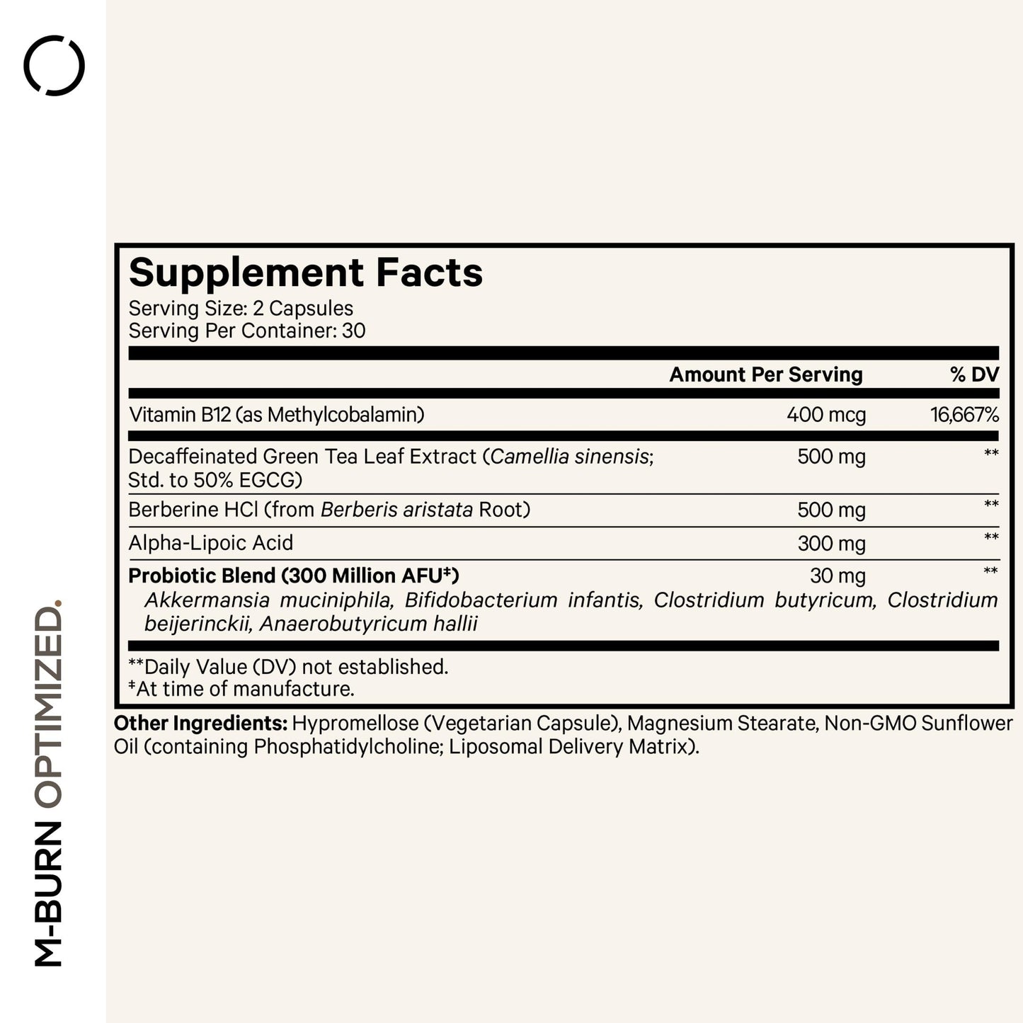 Codeage M-Burn Optimized Supplement - Decaffeinated Green Tea Std. to 50% EGCG, Berberine, Akkermansia, Vitamin B12 - Probiotics - Vitamins - 60 Capsules CodeageBuy Supplements Australia
