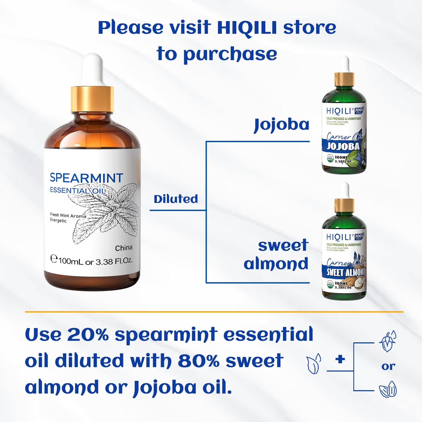 HIQILI 100ML Spearmint Essential Oil for Skin Care -100% Pure Treatment Grade - 3.38 Fl Oz. HIQILIBuy Supplements Australia
