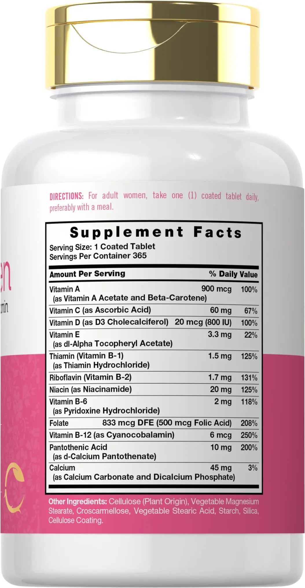 Carlyle Women's Daily Multivitamin and Multimineral Supplement | 365 Tablets | Beta-Carotene, Folic Acid and Vitamin D | Non-GMO, Gluten Free Pills CarlyleBuy Supplements Australia