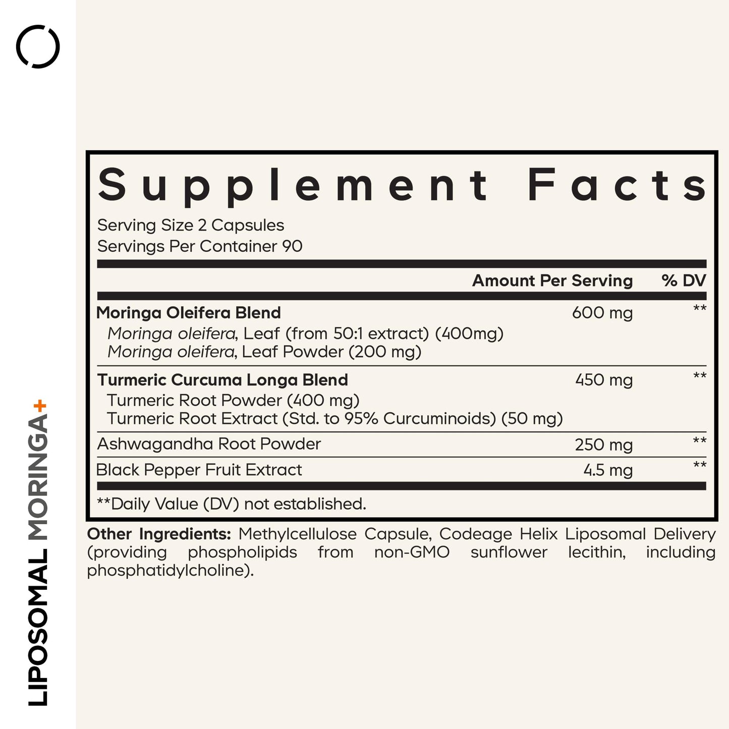 Codeage Liposomal Moringa+ Supplement, 400mg Moringa 50:1 Extract - Turmeric, Ashwagandha, Black Pepper, 3-Month Supply, Vegan Moringa Powder - 180 Capsules CodeageBuy Supplements Australia