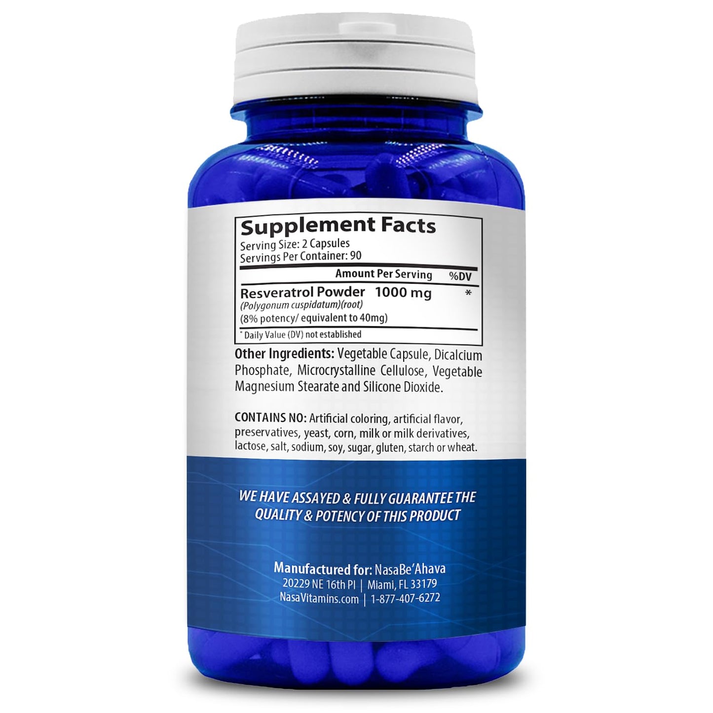 NASA Beahava 100% Pure Resveratrol - 1000mg Per Serving Max Strength (180 Capsules) NasaBeahavaBuy Supplements Australia