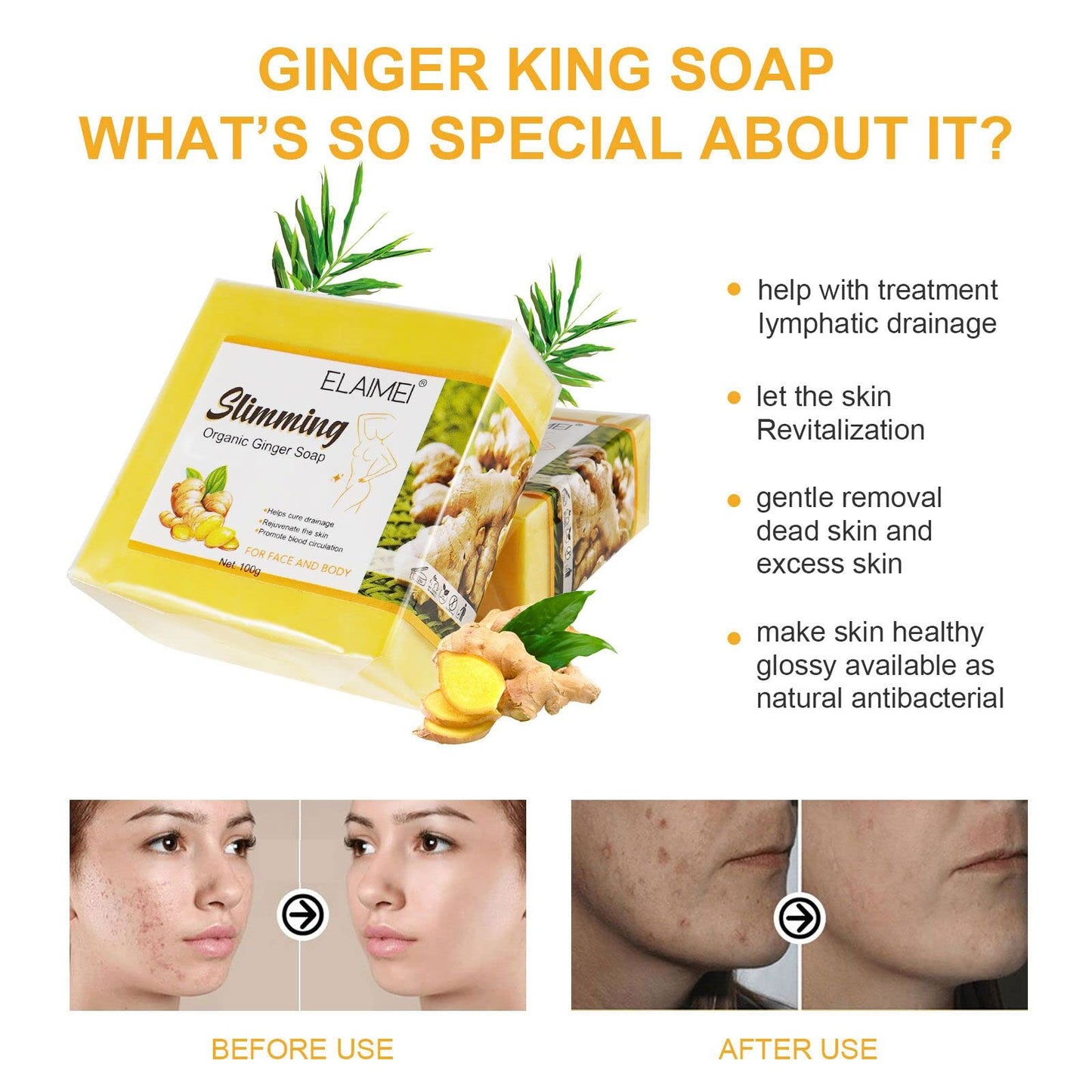 Organic Ginger Soap, Moisturizing Bath Soap, Slimming Ginger Soap, Deep Clean Effectively MoulisBuy Supplements Australia