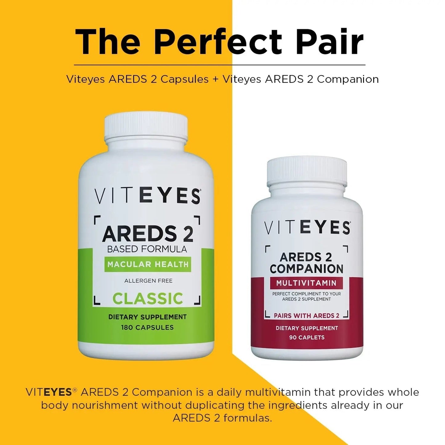 Viteyes AREDS 2 Capsules and Viteyes Multivitamin AREDS 2 Companion, Single Daily Dose Eye Vitamins, 3 Month Supply ViteyesBuy Supplements Australia