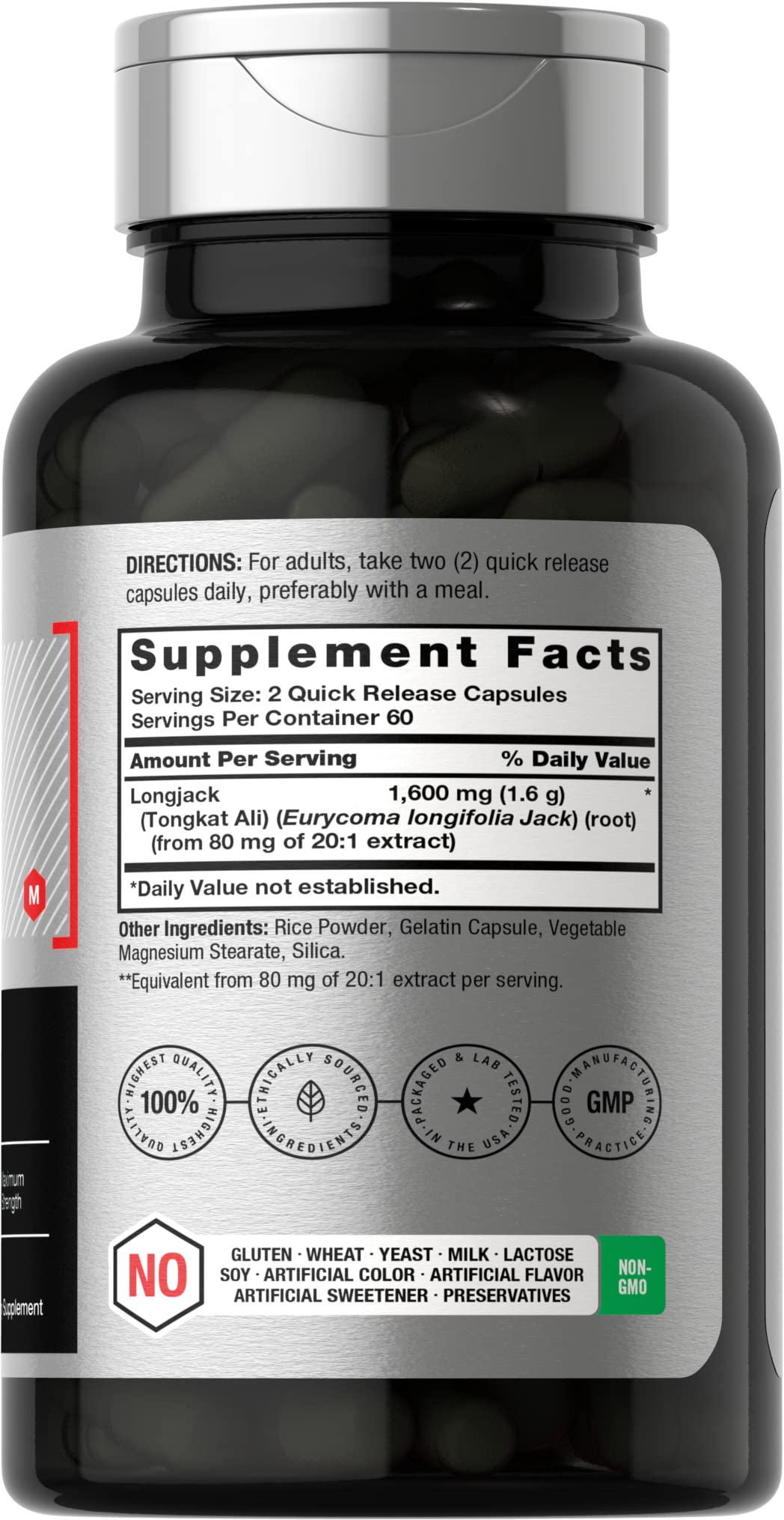 Longjack Tongkat Ali 1600 mg | 120 Capsules | Longifolia Root Extract Powder | Maximum HorbäachBuy Supplements Australia