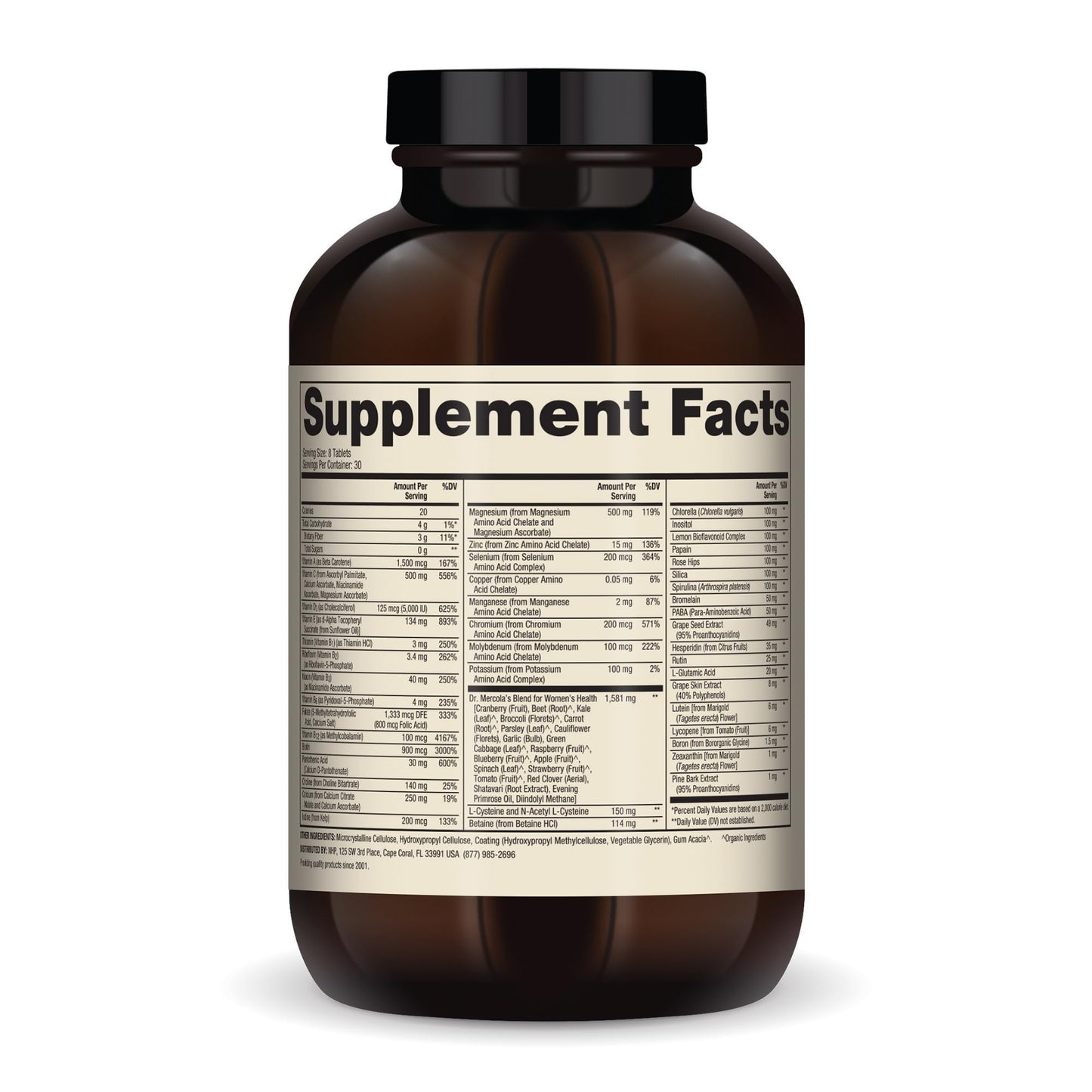 Dr. Mercola Whole-Food Complex for Women - with Added Multivitamin Plus Vital Minerals - Supports Energy & Cellular Health - Non-GMO, Gluten-Free & Soy-Free - 240 Tablets (30 Servings) Dr. MercolaBuy Supplements Australia