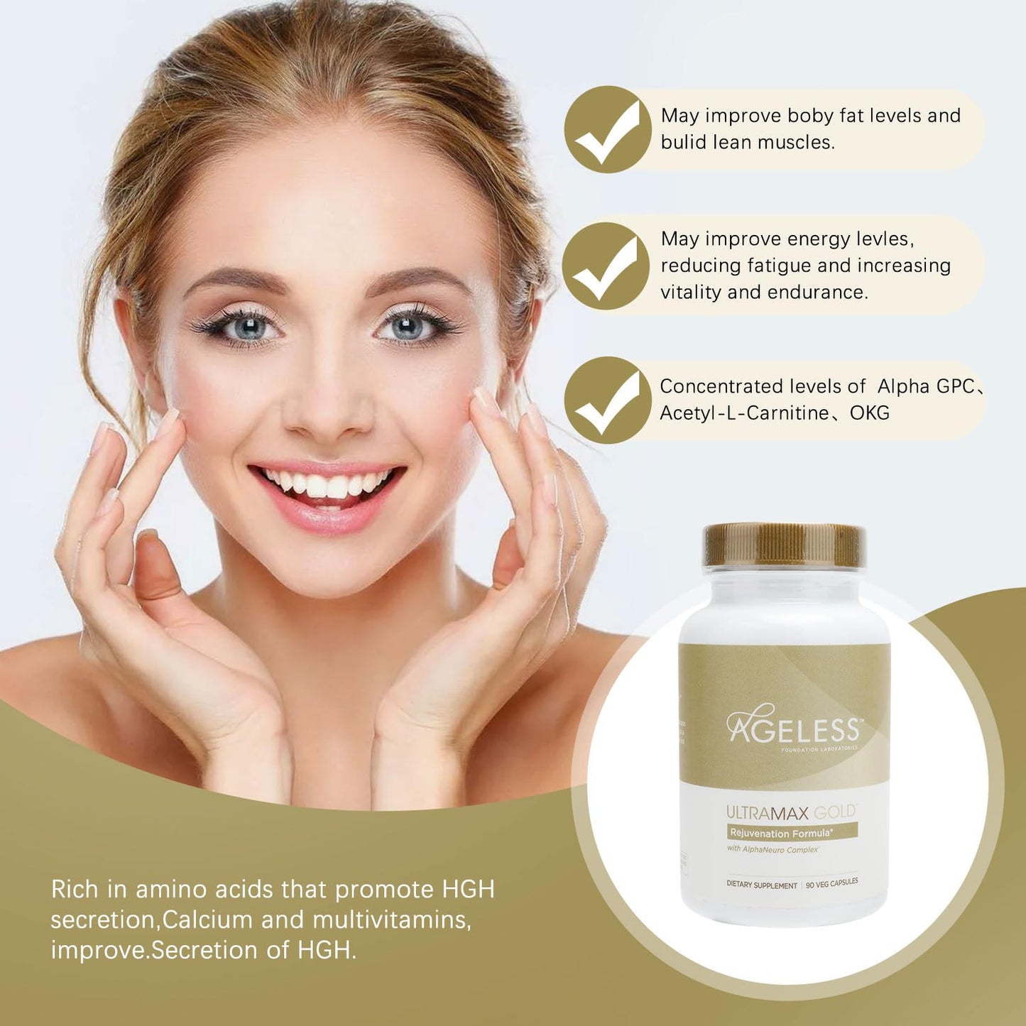AGELESS™: UltraMAX Gold™ Capsules, HGH Anti-Aging Supplement for Women, Slows Ageless Foundation LaboratoriesBuy Supplements Australia