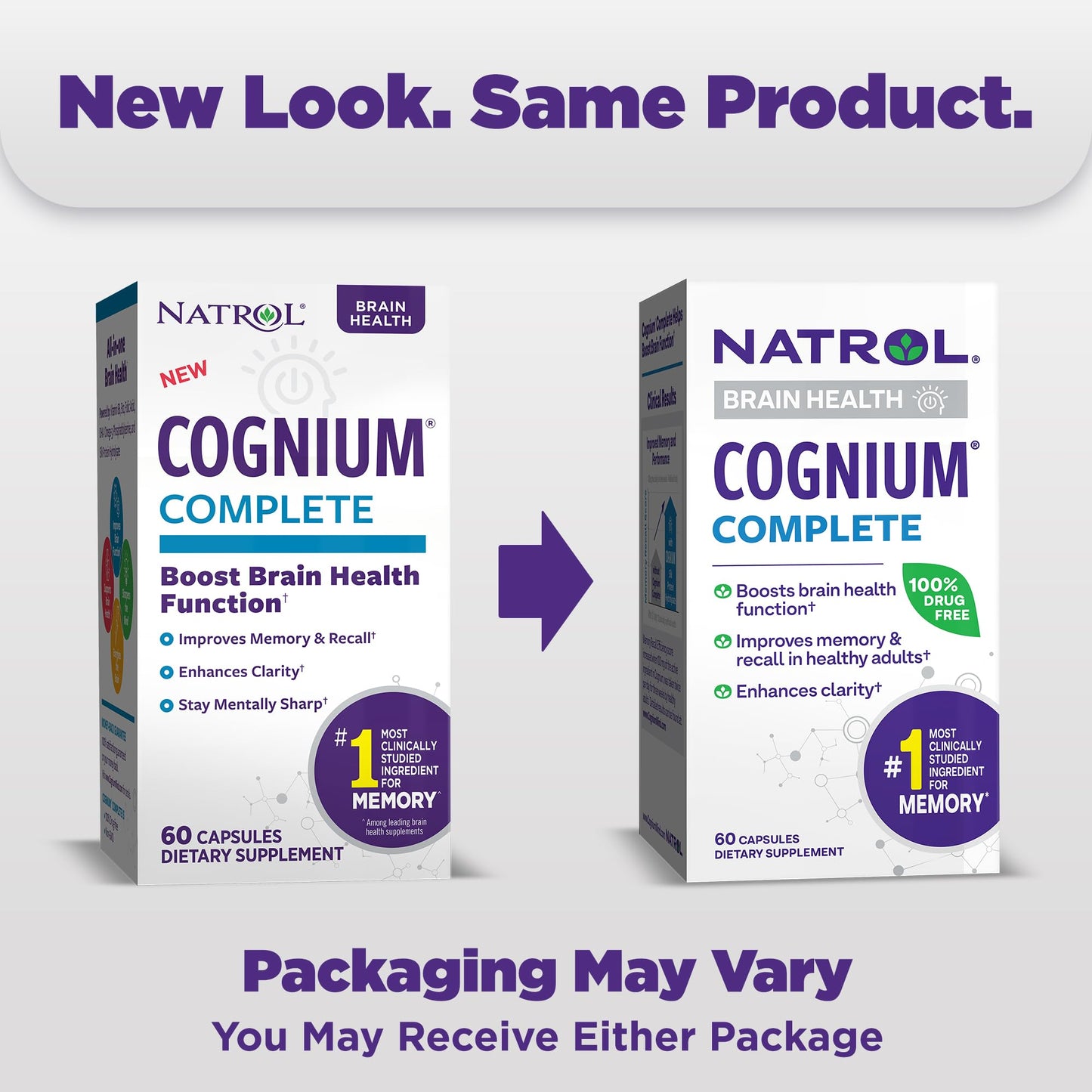 Natrol Cognium Complete, Dietary Supplement for Brain Health, Brain Health Supplements for Adults, 60 Capsules, 30 Day Supply NatrolBuy Supplements Australia