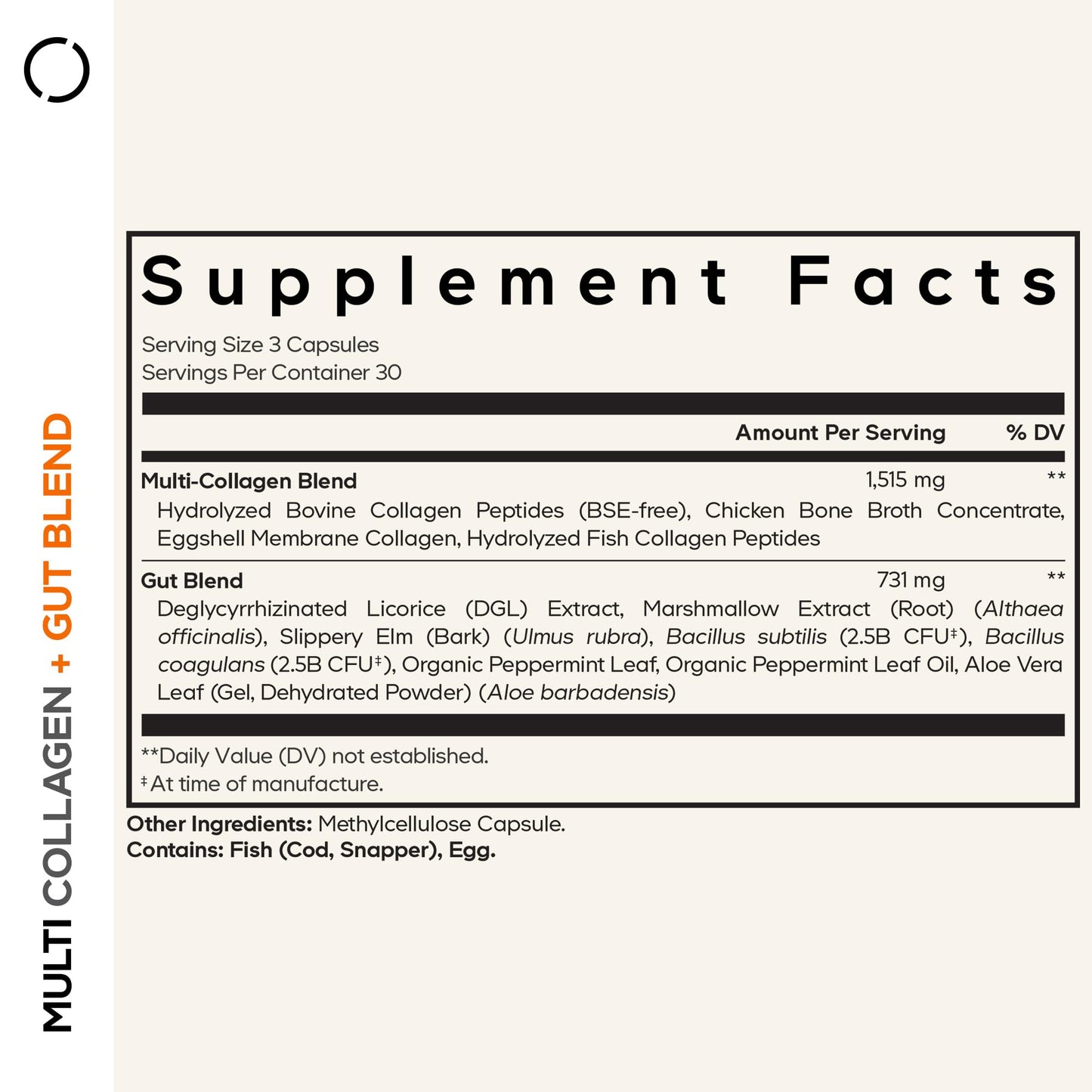 Codeage Multi Collagen + Gut Blend Supplement - Digestive Probiotics, DGL Licorice, Aloe Vera, Organic Peppermint Leaf, Slippery Elm - Hydrolyzed Bovine Collagen Pills - Non-GMO - 90 Capsules CodeageBuy Supplements Australia