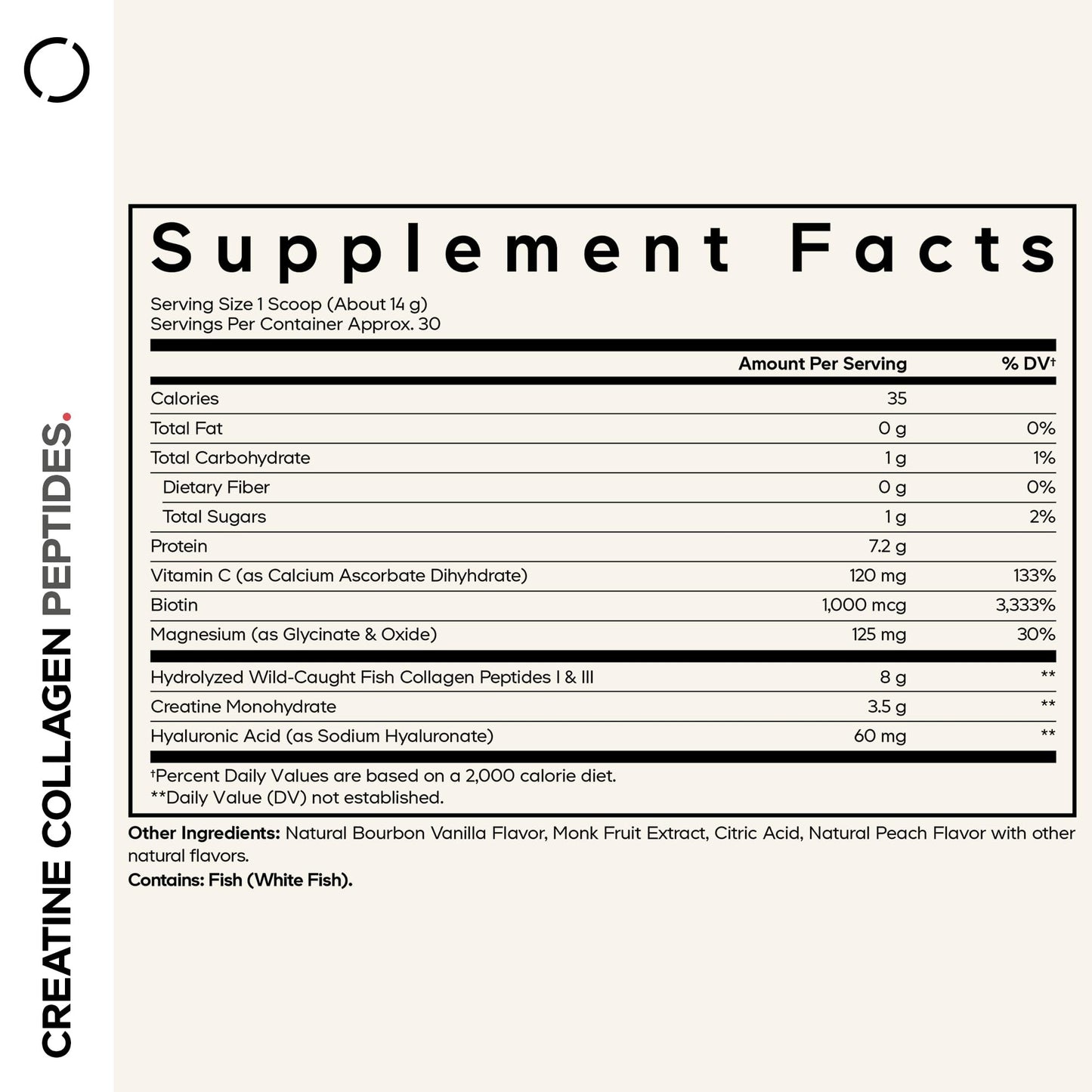 Codeage Creatine Collagen Peptides - Creatine Monohydrate Powder Supplement, Wild-Caught Marine Collagen, Biotin, Magnesium, Vitamin C, Hyaluronic Acid - Vanilla Flavored - Non-GMO - 15 Oz CodeageBuy Supplements Australia