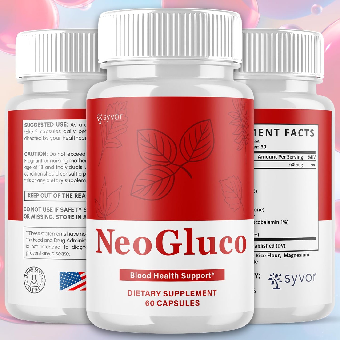 NeoGluco Capsules, Official NeoGluco Glycogen Support Pills with All Natural Ingredients, Advanced Formula Health Supplement with Maximum Strength Premium Vitamins for Women & Men (60 Capsules) SyvorBuy Supplements Australia