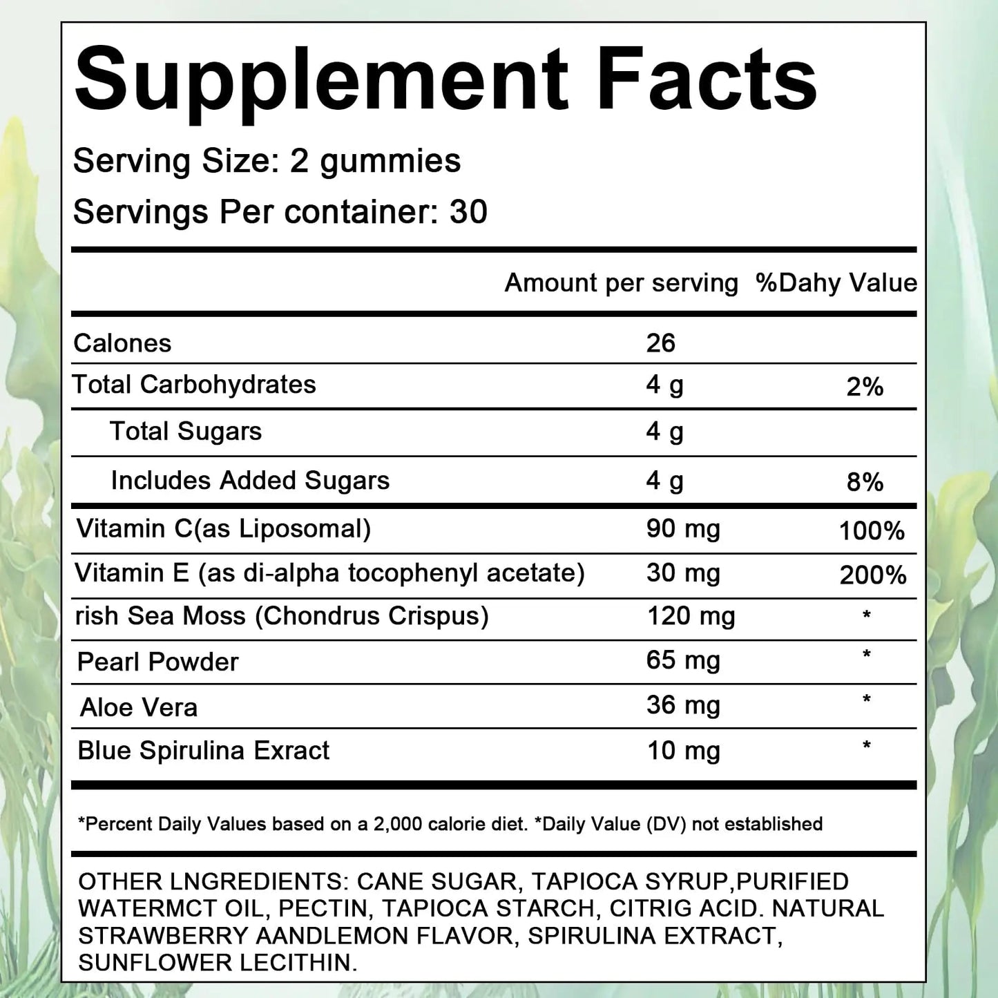 YATIME Hair Loss Gummies,Sea Moss Gummies with Vitamin C, Vitamin E, Aloe Vera, Pearl Powder Support Faster Hair Growth YATIME