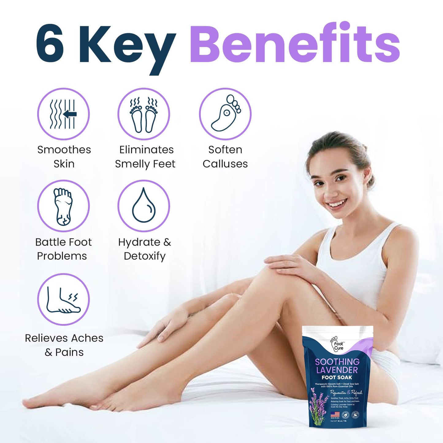 Soothing Lavender Foot Soak with Epsom Salt - Best Toenail Treatment, & Softens Calluses FOOT CUREBuy Supplements Australia