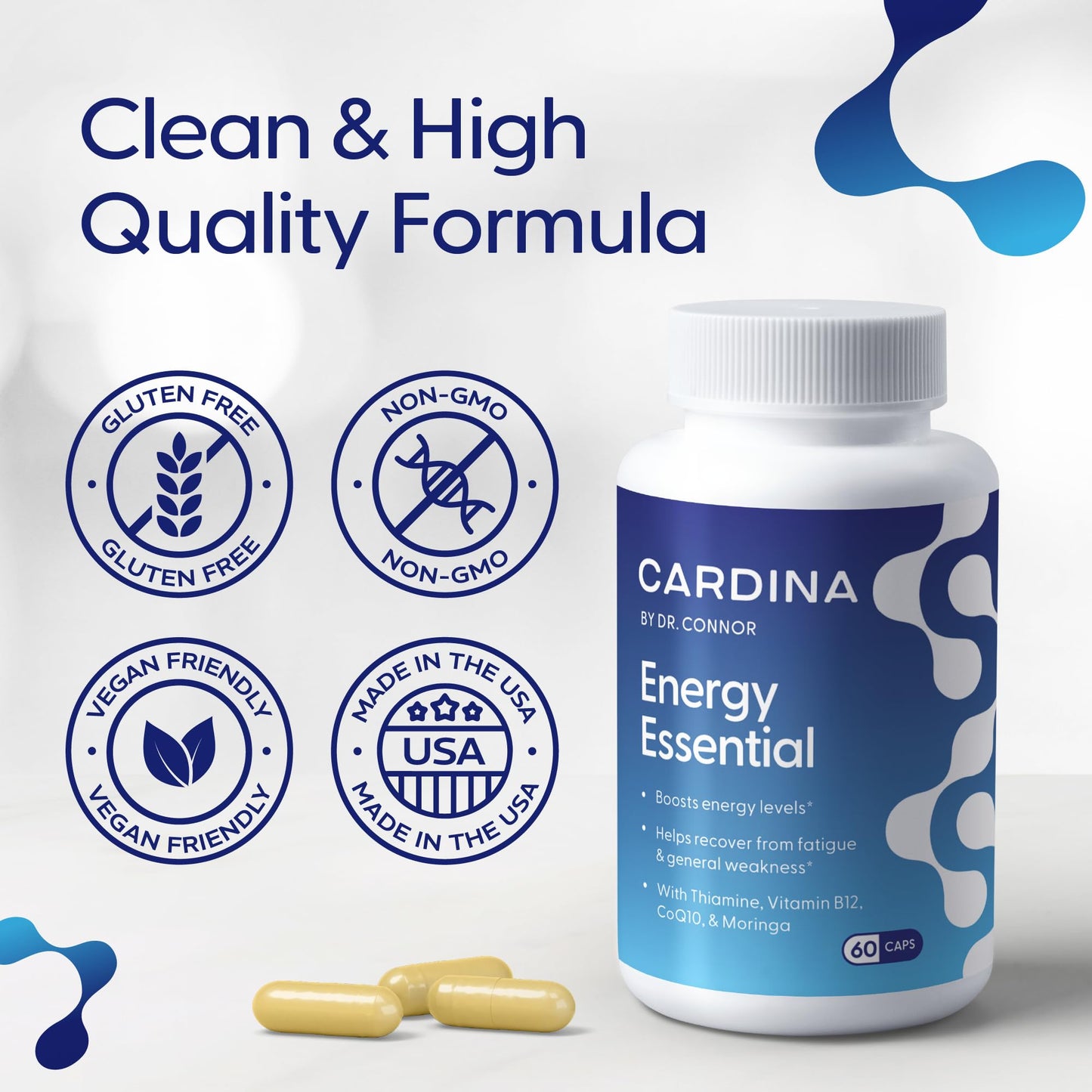CARDINA B12 Vitamins for Women and Men - Brain Supplements for Memory and Focus with Thiamine B1 Supplement and COQ10 - Brain Memory Support - Non-GMO and Vegan B12 Supplement, 60 Ct CARDINABuy Supplements Australia