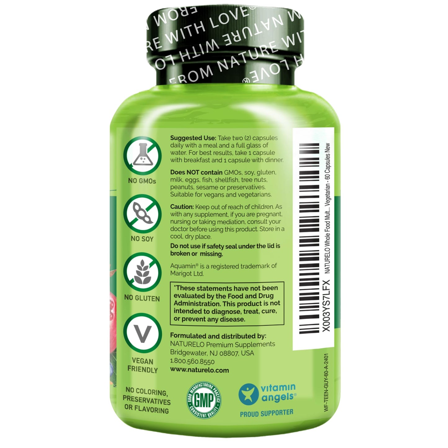 NATURELO Teen Multivitamin - Whole Food Multivitamin for Teenage Boys - Minerals Supplement for Active Kids