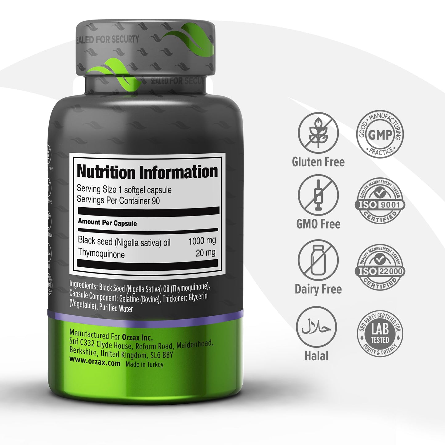 ORZAX Black Seed Oil Organic Cold Pressed Capsules with 2% Thymoquinone ORZAXBuy Supplements Australia
