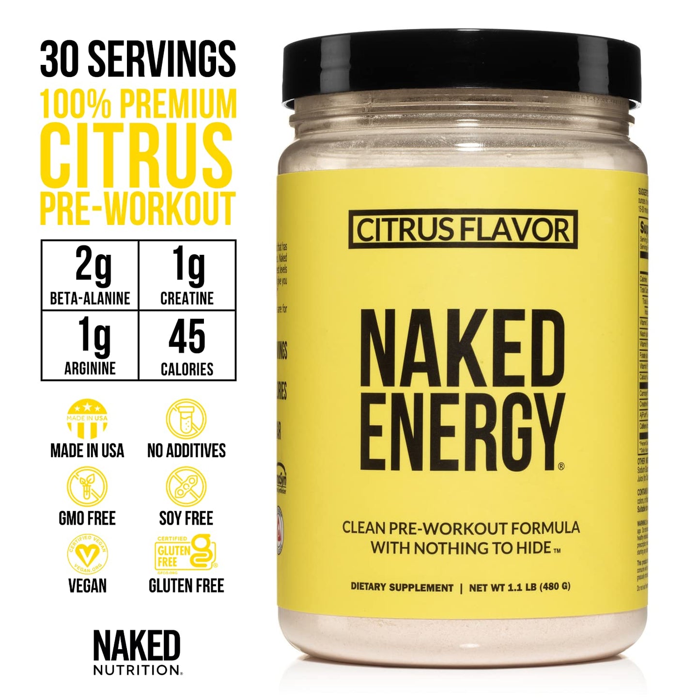 NAKED nutrition Vegan Energizing Bundle: Naked Citrus Energy Super Greens Powder Organic Greens Supplement