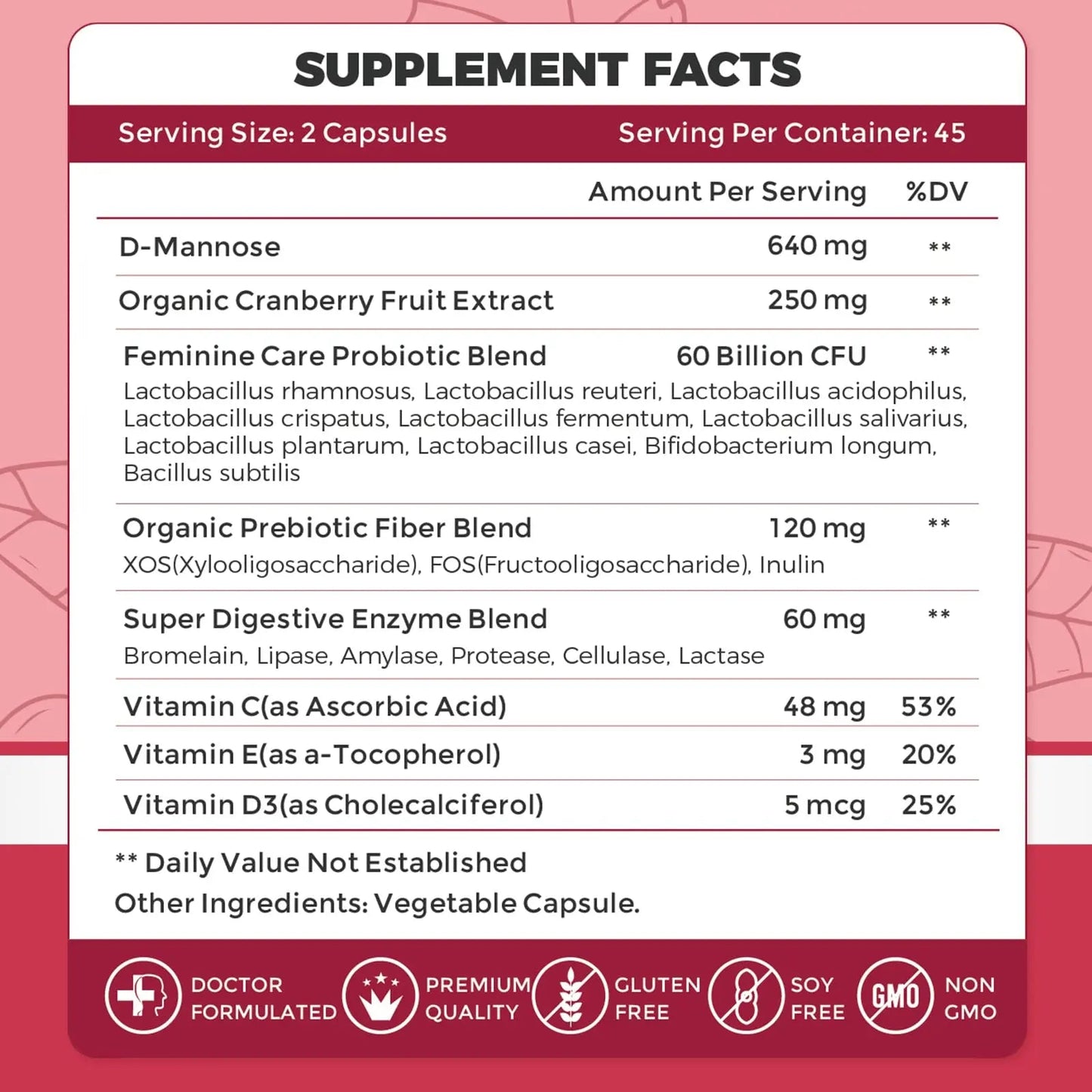 ZEBORA Urinary Tract Health for Women - Vaginal Probiotics for Women Digestive Health and pH Balance - D Mannose Supplements with Cranberry to Cleanse Urinary Tract & Bladder - 90 Capsules ZEBORABuy Supplements Australia