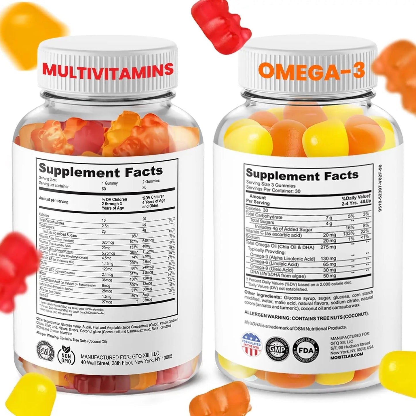 DR. MORITZ Omega 3 Gummies (90 Count) and Kids Multivitamin Gummies Bundle (60 Count) - for Daily Health Support - Vegan DHA Omega 3 for Kids DR. MORITZBuy Supplements Australia