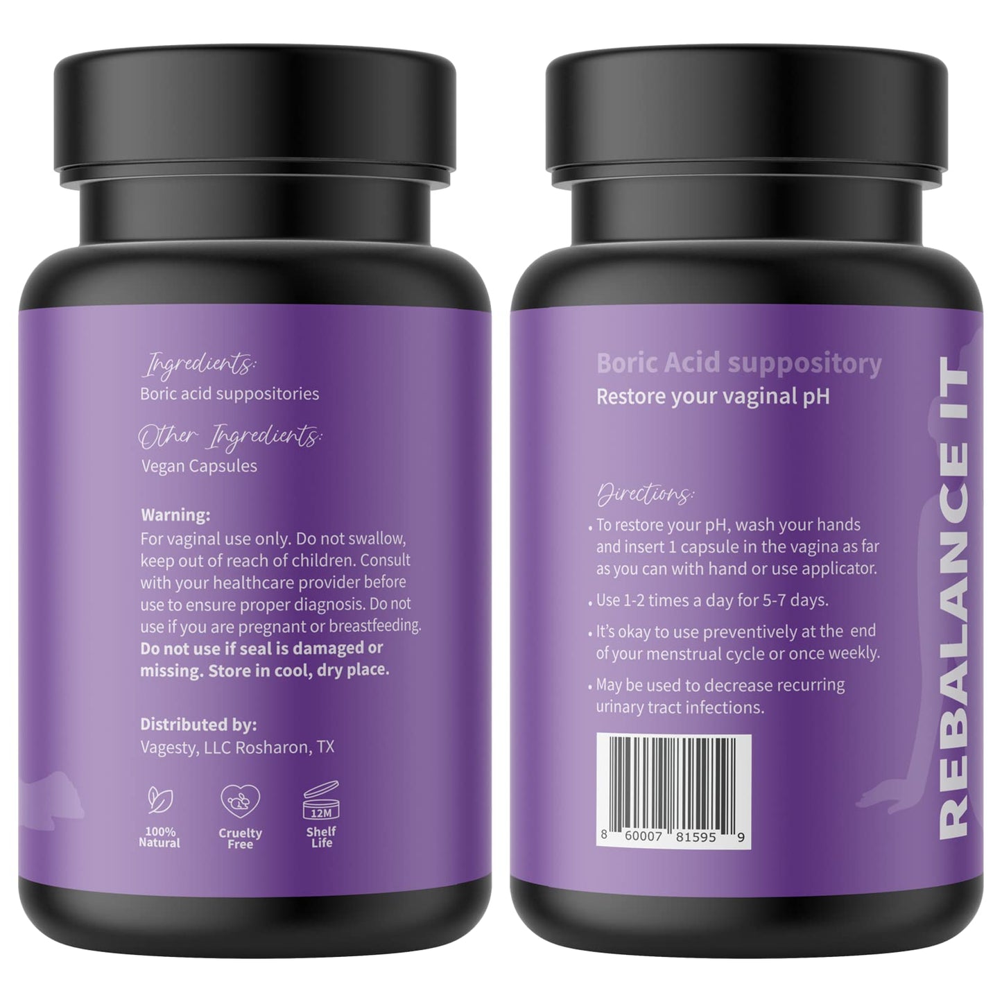 Vagesty Jewelz boric Acid Vaginal Suppositories, 100% Pure boric Acid, rebalance Vaginal pH VagestyBuy Supplements Australia