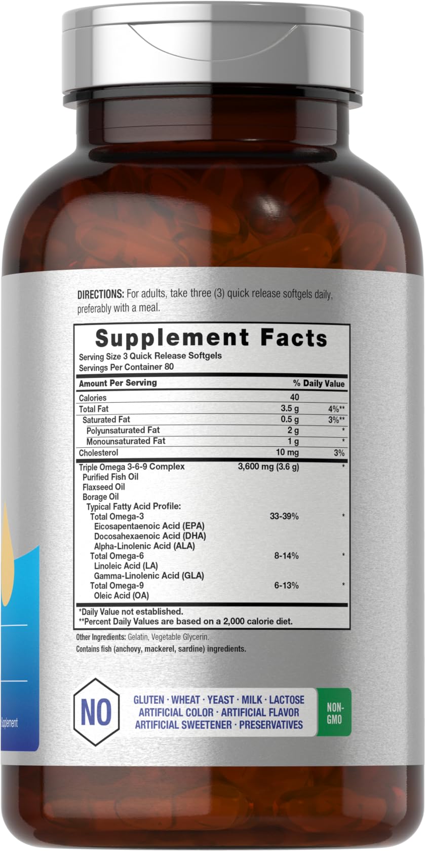 Triple Omega 3-6-9 240 Softgels | from Fish, Flaxseed, Borage Oils | Non-GMO & Gluten HorbäachBuy Supplements Australia