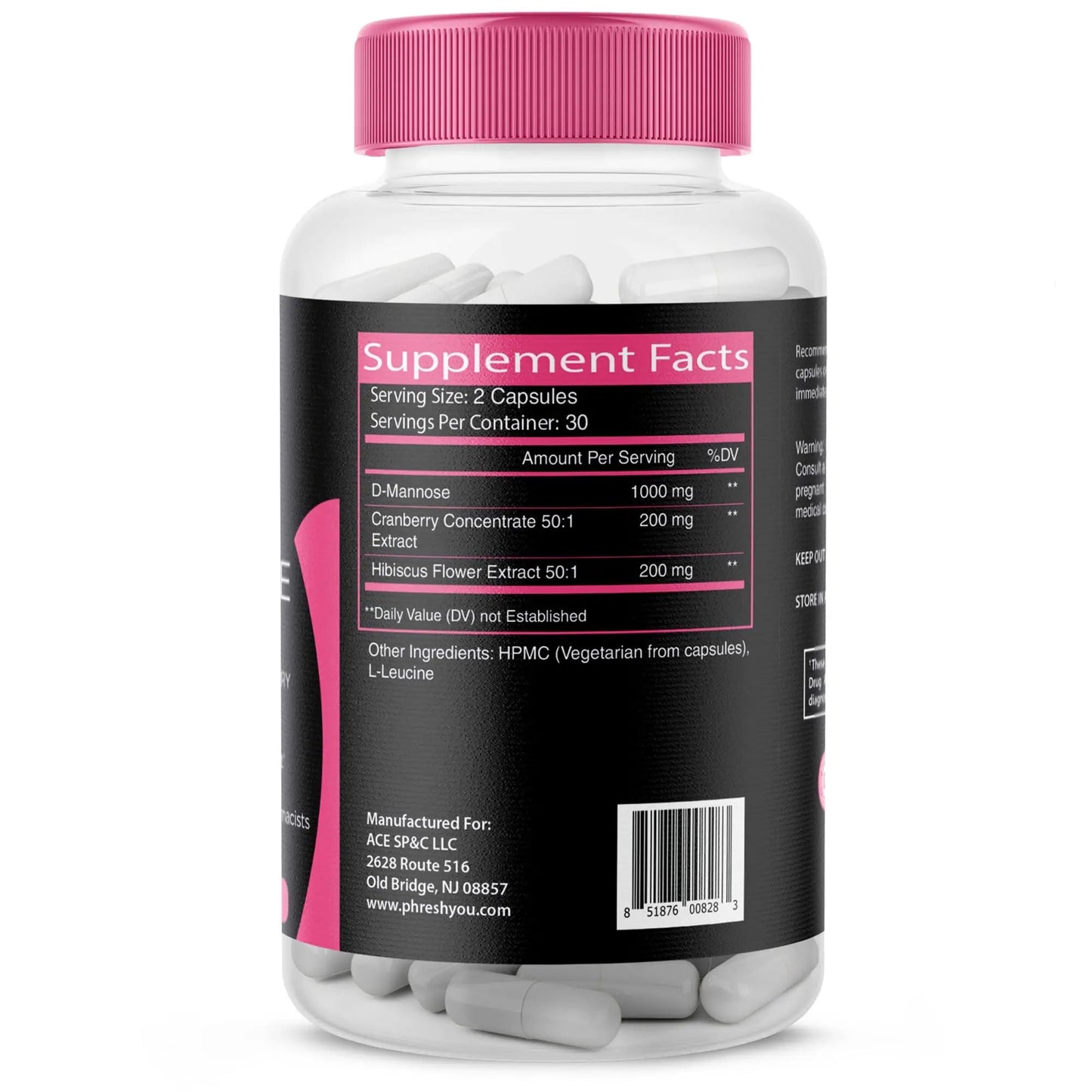 ACE NUTRITION pHresh D-Mannose with Cranberry Capsules for Women and Men, Maximum Strength 1000 mg Per Serving - Supports: Urinary Tract Health - Made in The USA ACE NUTRITIONBuy Supplements Australia