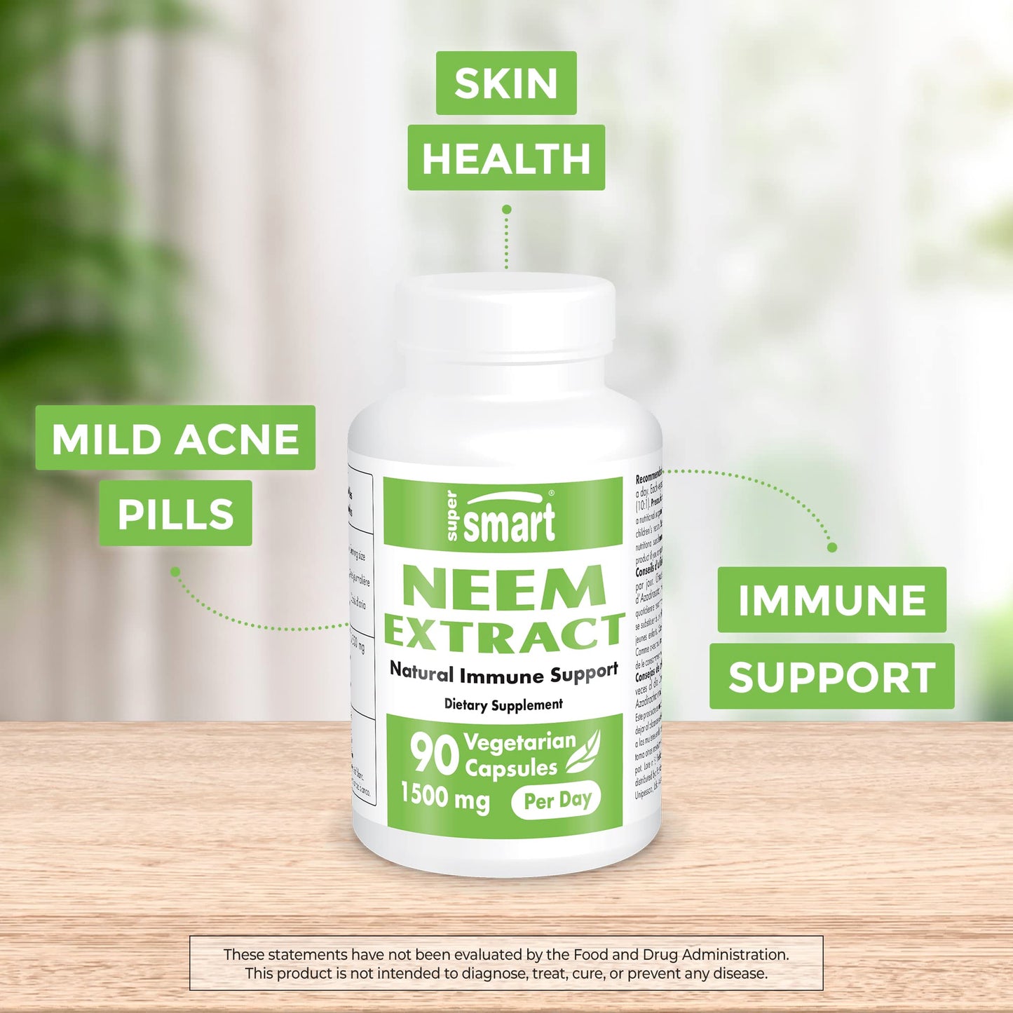 Supersmart - Neem Supplement 1500 mg per Day (Azadirachta Indica Leaf Oil Extract) SupersmartBuy Supplements Australia