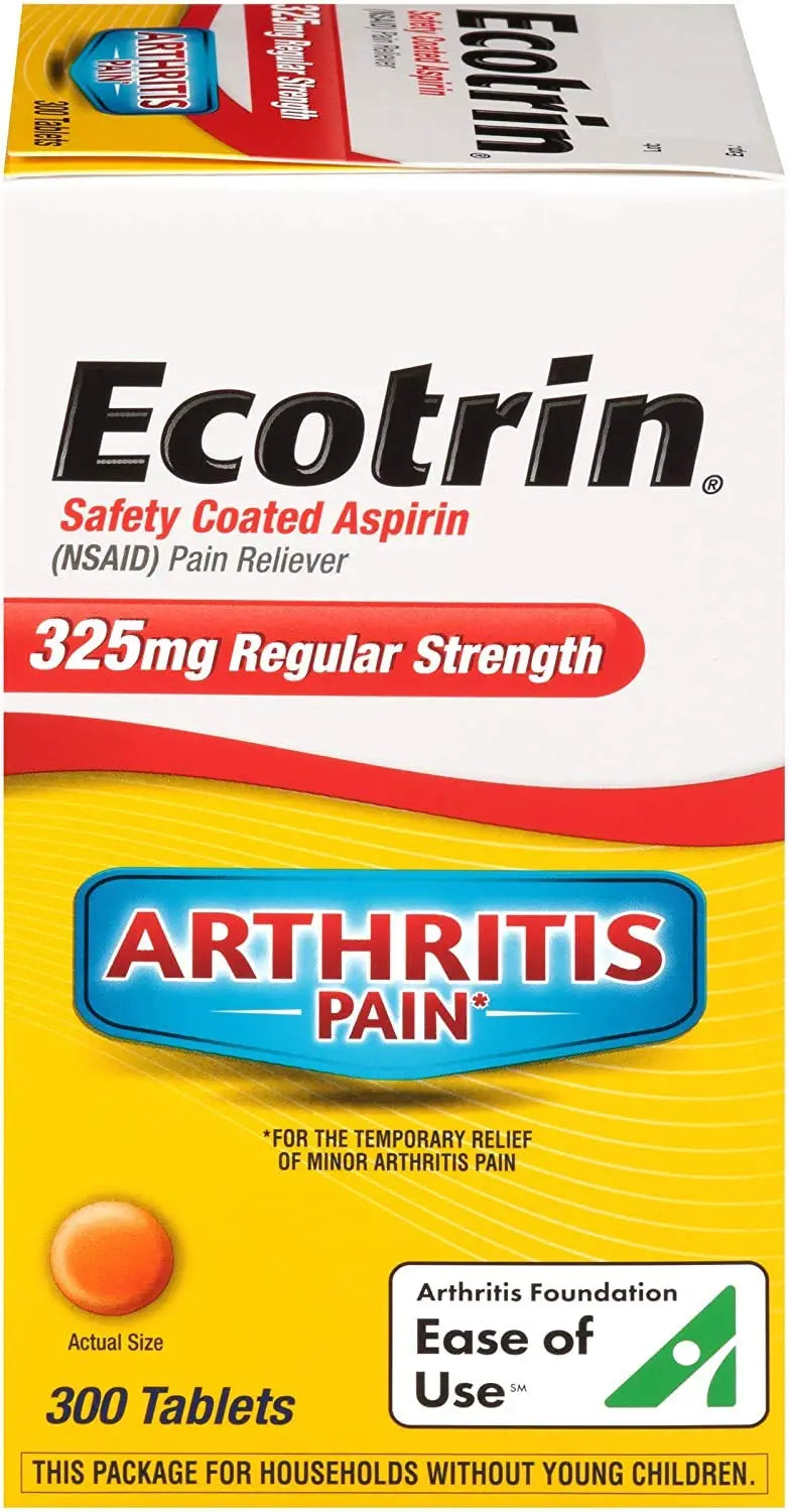 Ecotrin Regular Strength Safety Coated Aspirin | Arthritis Pain | 300 Tablets (2 Pack) EcotrinBuy Supplements Australia