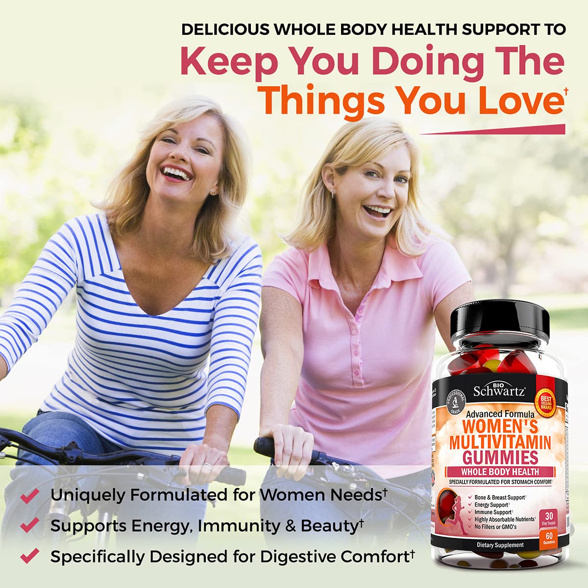 Women's Multivitamin Gummies with A C B6 B12 D & E Vitamins for Immune Support BioSchwartzBuy Supplements Australia